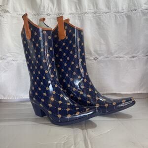 Corkys Western Rain Boots Go Gators Size 9 Swamp Ready Blue Orange Chomp Ready